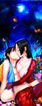  1girl bad_source banned_artist bluedemon13 boa_hancock breasts bug butterfly cleavage couple earrings full_moon hetero insect jewelry kiss large_breasts monkey_d_luffy moon night one_piece self_upload 