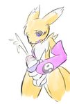  balls cum digimon eternallytardy male masturbation penile_masturbation penis purple_eyes renamon solo uncut 