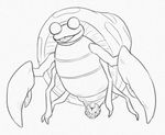  2015 animal_genitalia arthropod female feral insect looking_at_viewer monochrome nintendo open_mouth parasect pencil_(artwork) pok&eacute;mon pussy simple_background smile solo traditional_media_(artwork) video_games white_background yaroul 