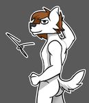  anthro butt canine fruxuyup_(artist) fruxuyup_(character) fur looking_at_viewer male mammal white_fur 