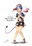  absurdres artist_name black_dress blob blue_eyes blue_hair blush book bow breasts character_name collarbone doremy_sweet dream_soul dress forehead full_body hat head_tilt highres holding holding_book knees_together_feet_apart looking_at_viewer nightcap open_mouth pink_footwear round_teeth shoe_bow shoes short_dress short_hair short_sleeves signature simple_background small_breasts smile solo tail tapir_tail teeth touhou welt_(kinsei_koutenkyoku) white_background white_dress 
