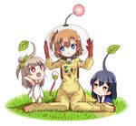  :&lt; blue_eyes blue_hair brown_hair cosplay kousaka_honoka long_hair love_live! love_live!_school_idol_project minami_kotori multiple_girls olimar olimar_(cosplay) one_side_up orange_hair pikmin_(creature) pikmin_(creature)_(cosplay) pikmin_(series) red_eyes shipii_(jigglypuff) smile sonoda_umi spacesuit yellow_eyes 