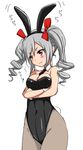  animal_ears bad_id bad_pixiv_id bunny_ears bunny_tail bunnysuit crossed_arms detached_collar drill_hair idolmaster idolmaster_cinderella_girls kanzaki_ranko long_hair marupuni necktie pantyhose red_eyes silver_hair solo standing tail twin_drills twintails wrist_cuffs 