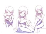  breasts competition_swimsuit idolmaster idolmaster_cinderella_girls idolmaster_cinderella_girls_starlight_stage long_hair medium_breasts monochrome nitta_minami one-piece_swimsuit pose sketch smile solo swimsuit wattsu 