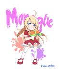  :&lt; ahoge amakusa_tobari bad_id bad_twitter_id blonde_hair blue_eyes character_name chibi dress frilled_dress frills frown kanpani_girls mary_janes monique_waroquier parody shoes solo splatoon_(series) splatoon_1 splattershot_(splatoon) super_soaker thighhighs twitter_username white_legwear 