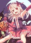  :d albino candy demon_girl demon_horns demon_tail demon_wings fate/grand_order fate/stay_night fate_(series) food halloween halloween_petite_devil_(fate/grand_order) horns illyasviel_von_einzbern kannuki_hisui open_mouth red_eyes smile solo succubus tail wings 