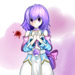  absurdres blood hands_clasped highres long_hair looking_at_viewer nanostar neptune_(series) own_hands_together purple_eyes purple_hair pururut smile solo 