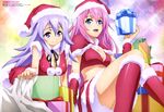  absurdres ajiki_kei boots box capelet christmas fur_boots fur_trim gakusen_toshi_asterisk gift gift_box hat highres julis-alexia_von_riessfeld knee_boots long_hair multiple_girls official_art pom_pom_(clothes) red_footwear santa_boots santa_costume santa_hat smile toudou_kirin 