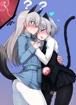  :&lt; ? animal_ears ass black_legwear black_skirt cat_ears cat_tail closed_eyes commentary_request cum cum_in_pussy eila_ilmatar_juutilainen fertilization fox_ears fox_tail heart heavy_breathing hetero impregnation internal_cumshot long_hair long_sleeves looking_at_another military military_uniform miniskirt multiple_girls null_(nyanpyoun) ovum pantyhose penis purple_background purple_eyes sanya_v_litvyak short_hair silver_hair skirt sperm_cell strike_witches surprised sweat tail uniform white_legwear world_witches_series x-ray 