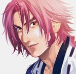  2015 bad_id bad_pixiv_id dated highres icym lips male_focus orange_eyes realistic red_hair smile solo tonbokiri_(touken_ranbu) touken_ranbu upper_body 