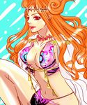  boa_marigold breasts cape center_opening cleavage highres long_hair medium_breasts miu_(naturemademiu) one_piece orange_hair red_eyes solo 