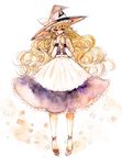  blonde_hair bow covering_mouth hat hat_bow kirisame_marisa long_hair orange_eyes sash shiratsuyu solo star touhou traditional_media very_long_hair watercolor_(medium) witch_hat 