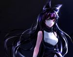  bad_id bad_pixiv_id bare_shoulders black_background black_hair black_scarf black_vest blake_belladonna bow hair_bow long_hair ookubo_akashi rwby scarf solo vest yellow_eyes 