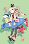 :3 animal_ears blonde_hair blue_eyes boots cat_ears cat_paws cat_tail fish flower hair_ornament hair_ribbon kuze_(ira) long_hair o3o original pantyhose paw_print paws pointy_ears ribbon solo star tail whale 