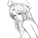  arm_at_side back beret braid breasts expressionless from_side greyscale hat hong_meiling lips long_hair looking_at_viewer medium_breasts monochrome nikaido_(jiorajio822) nose nude single_braid sketch solo star touhou upper_body 
