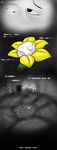  asriel_dreemurr bebetterbop boss_monster caprine crying english_text flower flowey_the_flower goat mammal monochrome plant post_transformation shocked stained_glass tears text throne throne_room undertale video_games vines 