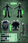  2012 anthro armor black_hair blue_fur blue_hair breasts clothed clothing cybernetics cyborg featureless_breasts female fur green_background green_eyes green_hair grey_fur hair looking_at_viewer machine mammal model_sheet mouse mousy multicolored_hair pink_hair rodent side_boob simple_background smile solo touchofsnow 