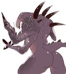  blush butt claws evolve_(copyright) eyeless female inkerton-kun multi_limb rear_view sharp_teeth solo spikes teeth wide_hips wraith 