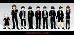  6+boys bangs black_footwear black_hair black_legwear blue_neckwear bow bowtie boy_sandwich brothers brown_eyes brown_hair buttons chibita copyright_name crossed_arms formal ghost_in_the_shell_lineup grin hair_ornament half-closed_eyes hand_in_pocket hand_on_hip hands_in_pockets high_heels iyami jacket kuuya_(akagane001) letterboxed lineup long_sleeves looking_at_another matsuno_choromatsu matsuno_ichimatsu matsuno_juushimatsu matsuno_karamatsu matsuno_osomatsu matsuno_todomatsu miniskirt multiple_boys necktie osomatsu-kun osomatsu-san pants pants_rolled_up pencil_skirt pink_neckwear purple_neckwear purple_shirt red_bow red_neckwear sandwiched sextuplets shadow shirt shoes shorts siblings skirt sleeves_folded_up sleeves_past_wrists smile smirk suit swept_bangs teeth thighhighs white_shirt yellow_neckwear yowai_totoko 