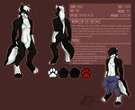  2012 anthro black_fur canine claws clothed clothing english_text eyewear fur hair half-dressed hat long_hair looking_at_viewer male mammal model_sheet nexus nude pants purple_background rear_view red_eyes solo sunglasses text toe_claws topless touchofsnow white_fur white_hair wolf 