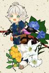  animal_ears azuki_akizuki blush flower lily_(flower) looking_at_viewer open_mouth smile solo 