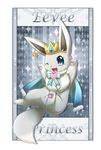  argyle argyle_background blue_eyes character_name clothed_pokemon crown eevee gen_1_pokemon heart ivan_(ffxazq) no_humans one_eye_closed open_mouth pokemon pokemon_(creature) shiny_pokemon smile solo 