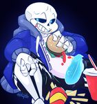  bone chubby elatedsceptre food glowing glowing_penis male penis sans simple_background skeleton solo undertale video_games 