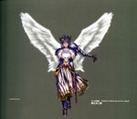  artist_request blue_hair braid closed_eyes full_body glowing grey_background helmet highres lenneth_valkyrie long_hair official_art scabbard sheath sheathed simple_background single_braid solo sword valkyrie_profile very_long_hair wallpaper weapon white_wings wings 