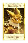  argyle_background character_name clothed_pokemon gen_1_pokemon ivan_(ffxazq) jolteon no_humans pokemon pokemon_(creature) solo yellow_eyes 