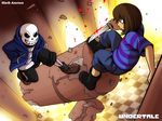  ambiguous_gender bone frisk_(undertale) human knife mammal marik_azemus34 protagonist_(undertale) sans sans_(undertale) skeleton undertale video_games 