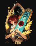  animated animated_gif closed_eyes huge_weapon red_(transistor) red_hair solo sword the_transistor transistor_(game) weapon zetallis 