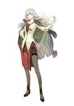  atelier_(series) atelier_escha_&amp;_logy earrings expressionless full_body gloves green_eyes hand_on_hip hidari_(left_side) jacket_on_shoulders jewelry long_hair necktie official_art pantyhose red_neckwear red_skirt shirt shoes skirt solo standing threia_hazelgrimm white_background white_gloves white_hair white_shirt 