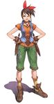  ;) arm_belt blue_eyes blue_vest bow brown_footwear brown_hair dagger full_body grandia grandia_iii hair_bow hair_ribbon hands_on_hips holster jewelry looking_at_viewer mature miranda neck_ring official_art one_eye_closed open_clothes open_vest orange_shirt ponytail red_bow ribbon sheath sheathed shirt shoes short_hair shorts simple_background smile socks solo standing vest weapon white_background yellow_legwear 