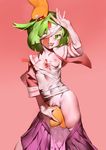  :p absurdres bandage_over_one_eye blood breasts censored contrapposto green_eyes green_hair highres looking_at_viewer masturbation object_insertion pink pleated_skirt pointless_censoring pussy pussy_juice school_uniform short_hair skindentation skirt skirt_pull small_breasts solo standing star star-shaped_pupils symbol-shaped_pupils thighhighs tongue tongue_out torn_clothes vaginal vaginal_object_insertion yotsuyu 