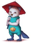  2016 4_toes 5_fingers alpha_channel ambiguous_gender anthro blue_fur brown_eyes brown_nose claws freckles frown fur holding_object holding_umbrella looking_at_viewer lurry mammal mustelid nintendo oil-paper_umbrella oshawott pok&eacute;mon pok&eacute;mon_(species) shell simple_background soft_shading solo toe_claws toes transparent_background umbrella video_games white_fur 