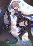  :o armor breasts elbow_gloves fate/grand_order fate_(series) gauntlets gloves hair_over_one_eye high_heels looking_at_viewer mash_kyrielight medium_breasts pink_hair purple_eyes rano short_hair sleeveless solo thigh_strap thighhighs 