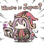  &gt;:) aoblue blush_stickers chibi commentary_request english fairy hat japanese_flag league_of_legends long_hair lulu_(league_of_legends) pix purple_hair smile staff v-shaped_eyebrows 