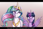  2015 english_text equine female feral friendship_is_magic horn mammal my_little_pony princess_celestia_(mlp) text twilight_sparkle_(mlp) vicse winged_unicorn wings 