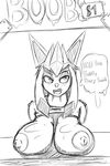  anthro areola breast_rest breasts clothing dialogue eeveelution english_text female frozen_yoghurt glaceon monochrome nintendo nipples open_mouth pok&eacute;mon quin-nsfw sign sketch text tongue video_games 