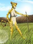  anthro breasts clitoris clothing darthmaul1999 disney feline female fuli hunting lens_flare mammal melee_weapon nipples nude polearm pussy spear the_lion_guard the_lion_king tribal weapon 