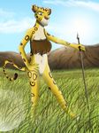  anthro bottomless clitoris clothed clothing darthmaul1999 disney feline female fuli half-dressed hunting lens_flare mammal melee_weapon polearm pussy spear the_lion_guard the_lion_king tribal weapon 