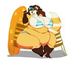  belly big_belly big_breasts breasts canine female fox hair herro huge_breasts long_hair mammal obese overweight simple_background sitting solo thick_thighs 