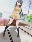  black_hair erect_nipples kanokon minamoto_chizuru school_uniform sexy smile takami_akio 