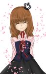  bad_id bad_pixiv_id brown_hair crown dress gerotyan petals ribbon solo umineko_no_naku_koro_ni ushiromiya_maria 