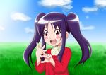  blush_stickers child jewelry ookura_miyako purple_hair red_eyes ring solo tokimeki_memorial tokimeki_memorial_4 twintails 