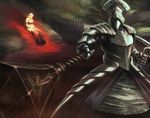  1girl armor demon's_souls dress garl_vinland mace maiden_astraea shield souls_(from_software) weapon 