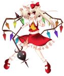  absurdres bad_id bad_pixiv_id blonde_hair flandre_scarlet full_body hat highres laevatein long_hair midriff navel rokudou_itsuki side_ponytail smile solo torn_clothes touhou transparent_background wings 