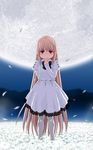  arcueid_brunestud blonde_hair chaccu child dress flower full_moon long_hair moon red_eyes ribbon solo tsukihime very_long_hair younger 