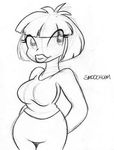  breasts gen_2_pokemon greyscale large_breasts lowres monochrome nintendo pokemon pokemon_(creature) short_hair smile smoochum solo 