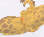  2014 anthro anus big_breasts blue_eyes breasts butt female giraffe long_neck mammal nipples nude pussy sketchy solo spread_legs spreading thick_thighs weasselk 